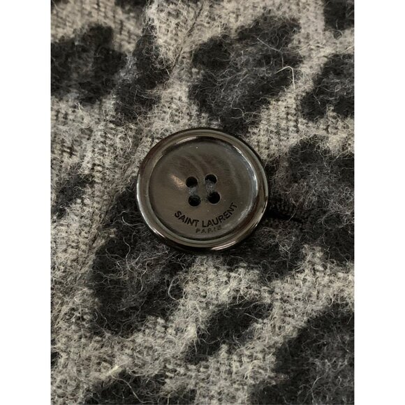 Saint Laurent Paris Leopard Print Wool-Blend Belted Long Coat M - Picture 3 of 6